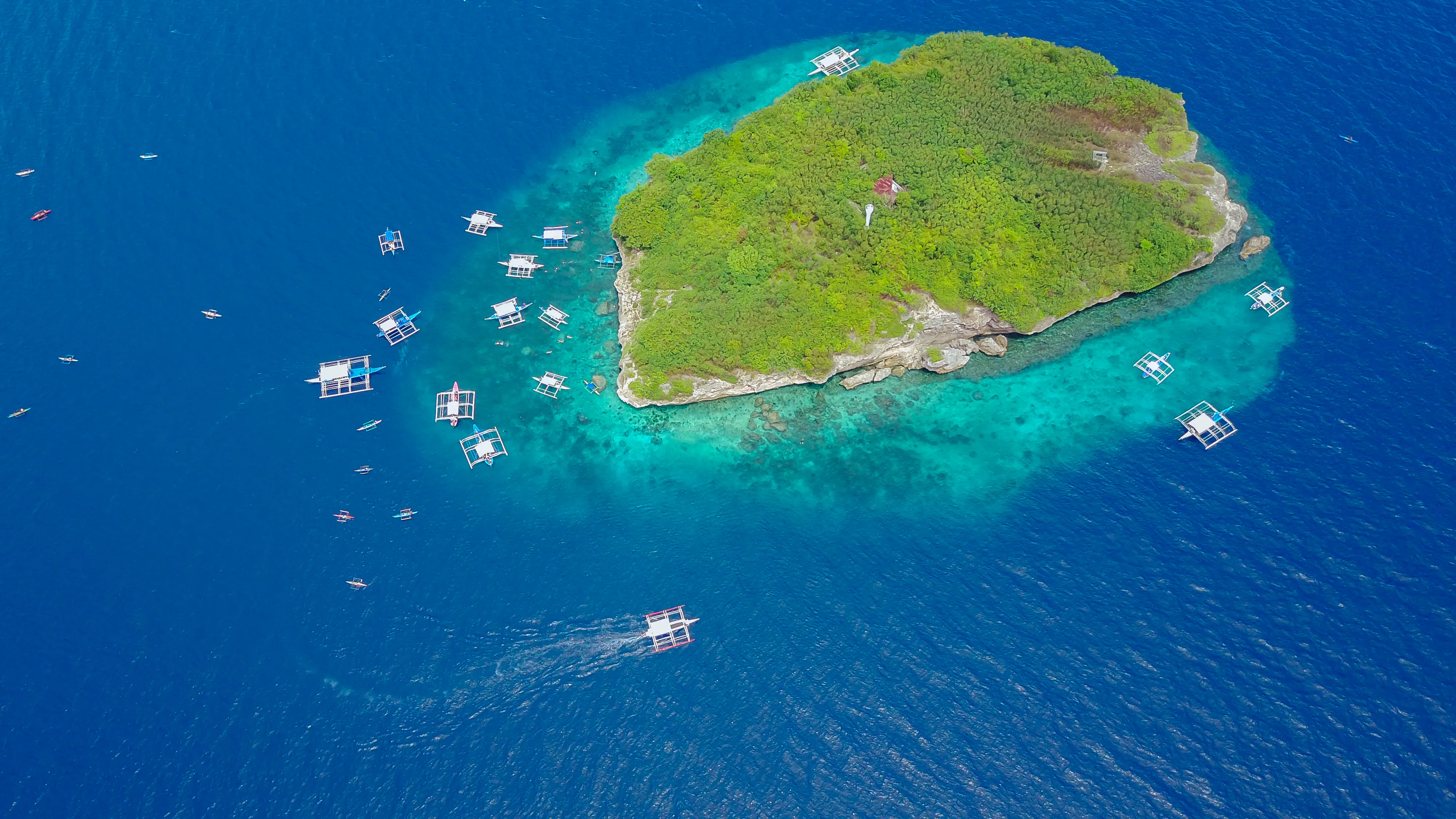 Aerial view of Pescador Island, Moalboal